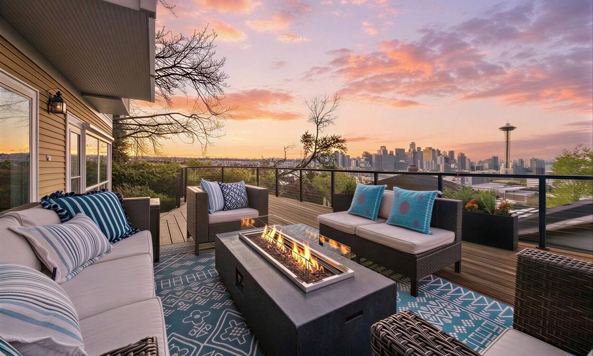 East Queen Anne House | Skyline Craftsman with Panoramic City, Space Needle, and Water Views.