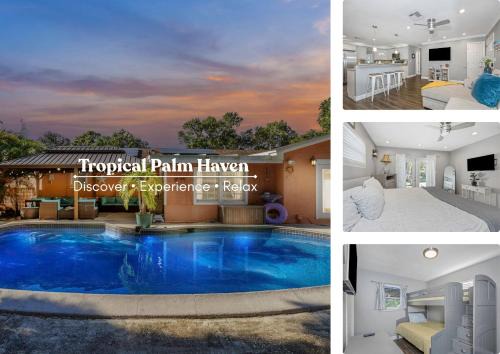 Pinellas Park House | Tropical Palm Haven with Pool and Firepit