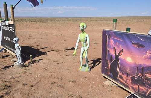 Holbrook RV Rental | Alien Acres UFO campground, car, truck, RV, tent off-grid camping