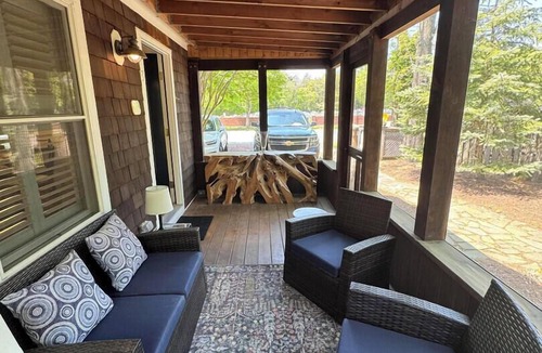 The Pines Cottage | Cozy Pines Cottage: 2BR, 1.5BA, Porch & Deck - Walk/Bike to Beach & Town!