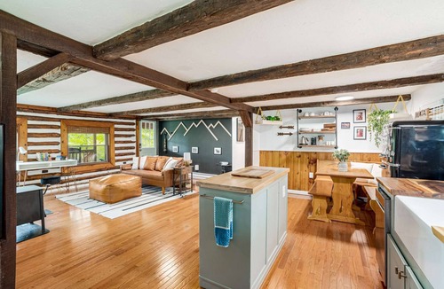 Berkeley Springs Ski Chalet | Modernized Log Cabin w Hot Tub, Fire Pit & Views!