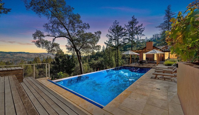60-acre Panoramic Napa Valley View Estate with pool, spa, tennis, and gym.
