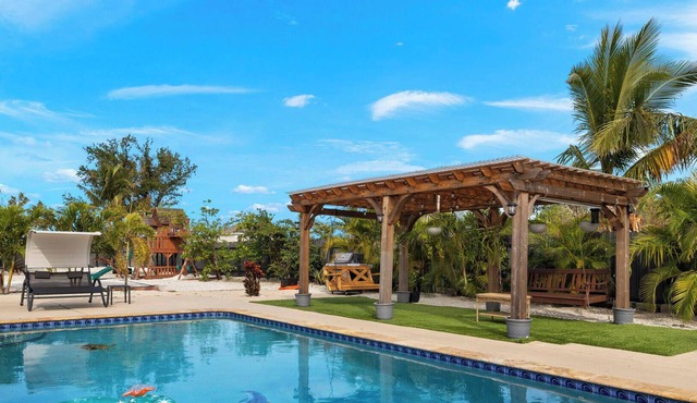 Cape Heaven, heated pool, and volleyball court, and park.