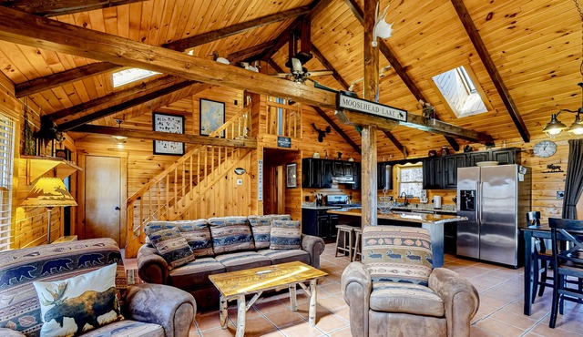 Classic-yet-modern lake home with deck & association beach - dog-friendly