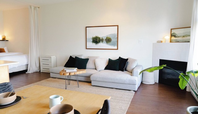 Goodview Suite - licensed waterfront studio with a fireplace and patio