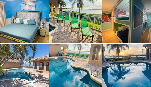 Majestic Waterfront Mansion in Cocoa Beach and Sunset Cove| Private dock and Pool