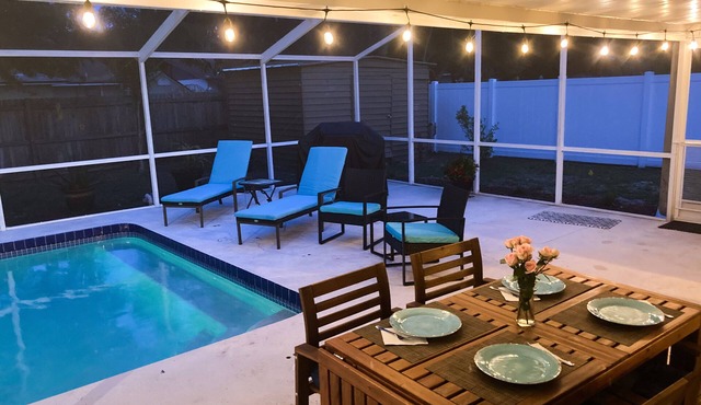 Modern Oasis with Heated Pool near Siesta Key Beach and a Downtown 3BR/2BA