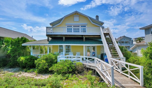 Oceanfront beach cottage on the South end of Wrightsville Beach. Sleeps 14.