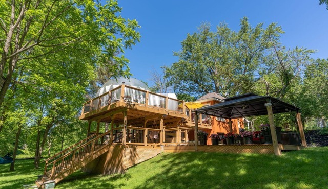 Riverfront Cottage with 2 Geodesic Domes