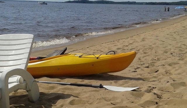 Snowmobile paradise, sandy beach, crystal clear water and comfort assured.