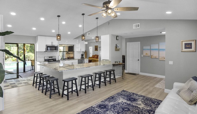 SPACIOUS home with private POOL 5 mins to beach! Walk to Publix!