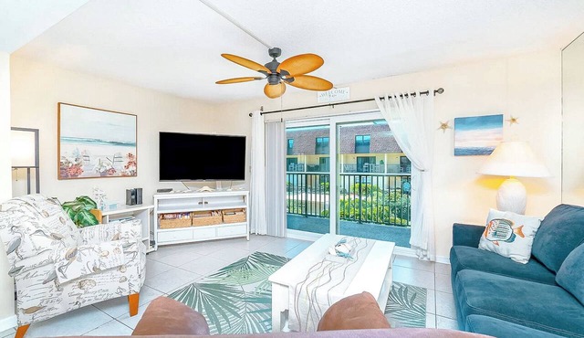 Sun-Kissed Escape: Steps to Pier w/Heated Pool & Private Balcony